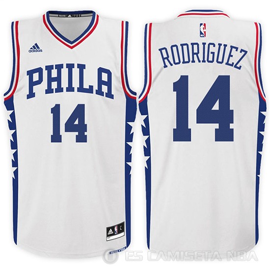 Camiseta Rodriguez #14 Philadelphia 76ers Blanco - Haga un click en la imagen para cerrar